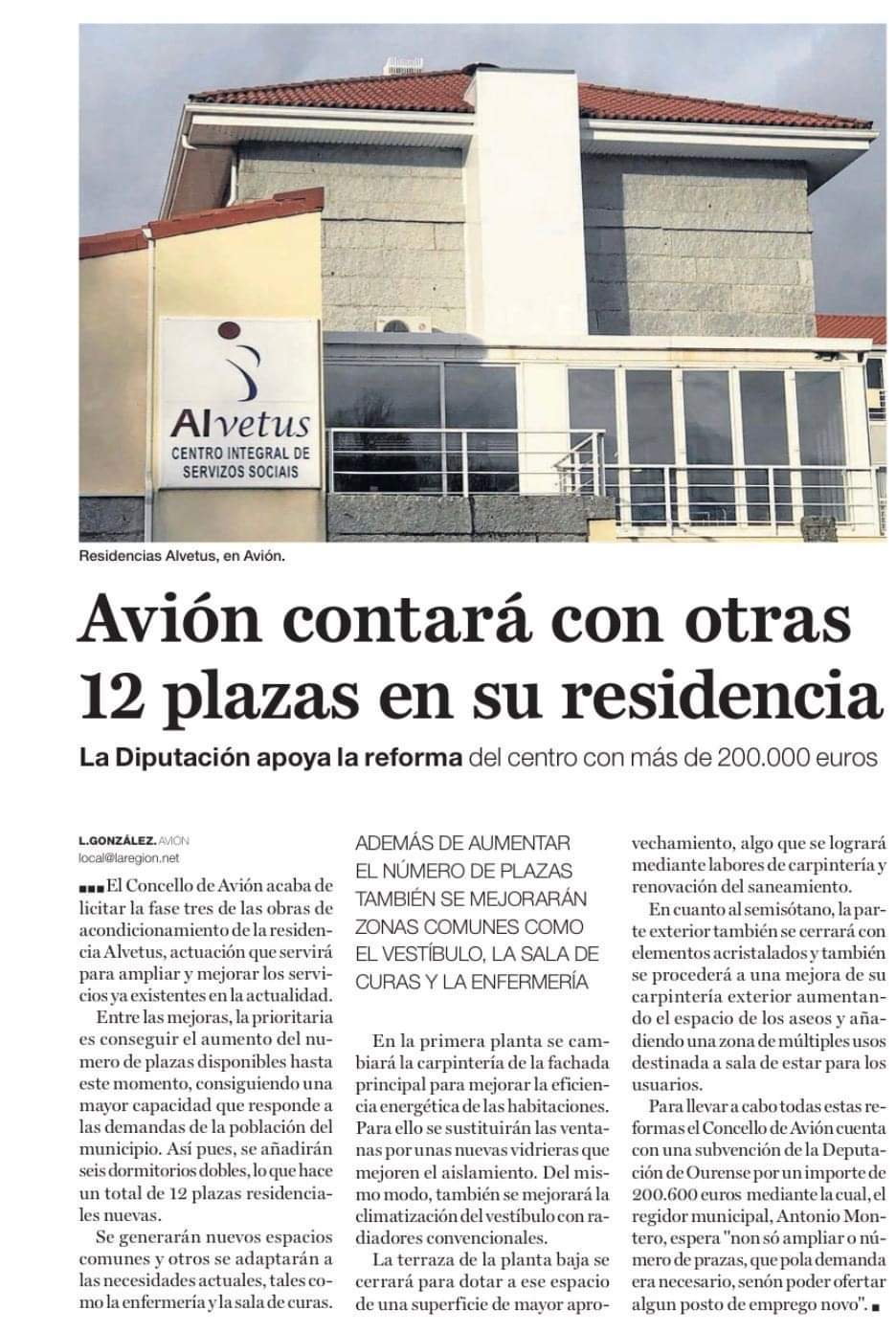 Ampliación de 12 prazas no Centro Integral "Alvetus"